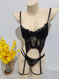 Stahlstützstrumpfband Einteiler Dessous Pure Desire Spitze Sexy Versuchung String-Set