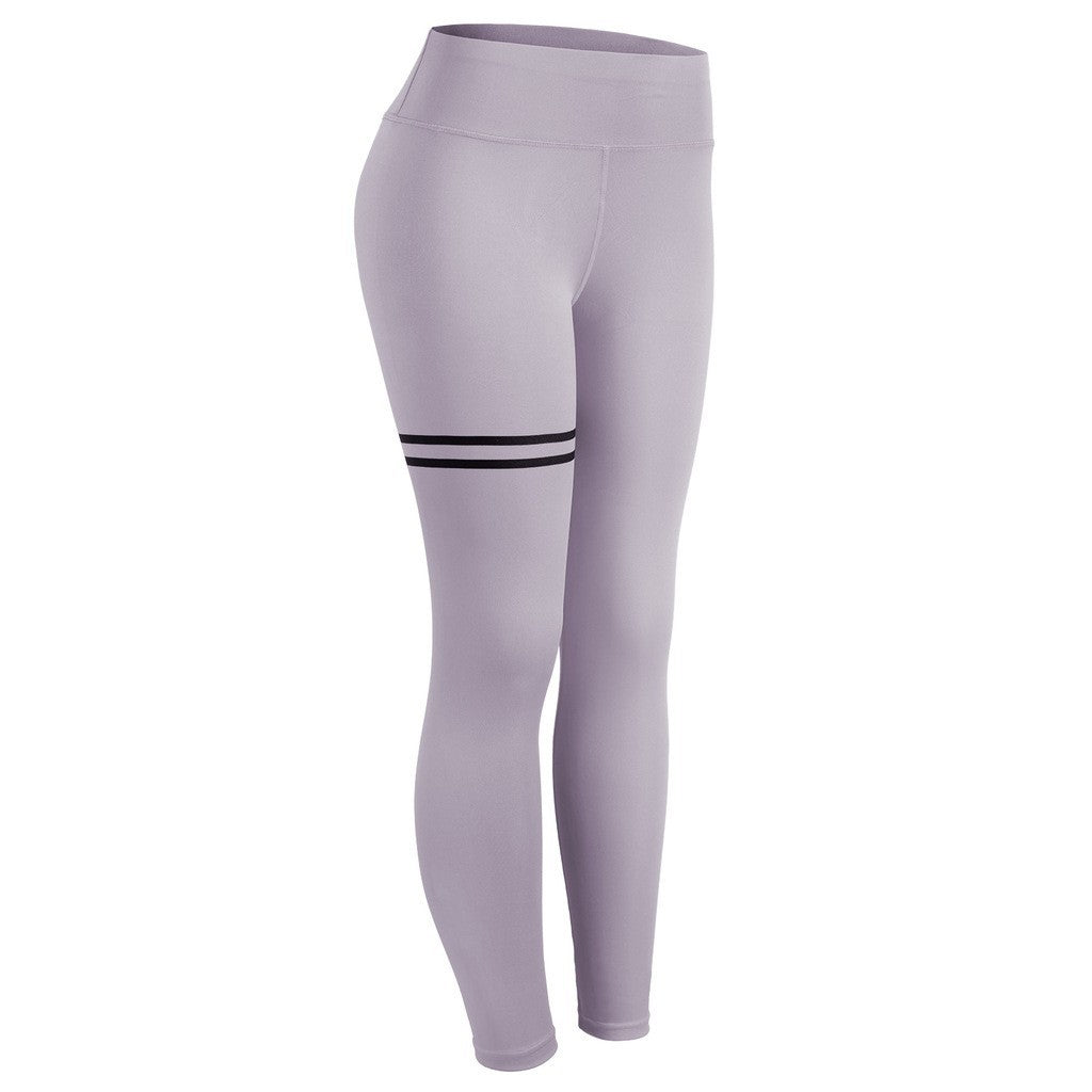 High-Waisted Double Ring Flat Printing Yogahose, schmal geschnittene Damenleggings