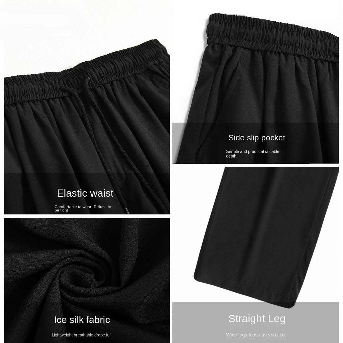 Straight tube loose breathable casual micro elastic sports pants for men