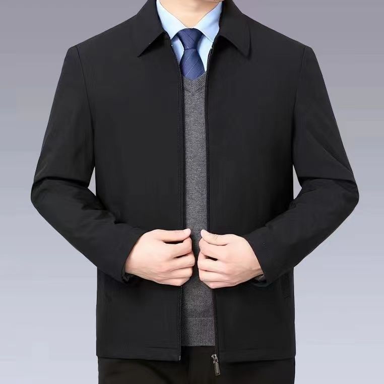 Lässige, locker sitzende warme Jacke für Herren, Stehkragen, dicker Wintermantel, Oberbekleidung für Männer mittleren Alters und Senioren