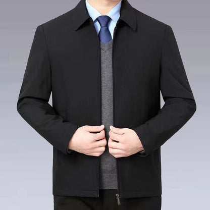 Lässige, locker sitzende warme Jacke für Herren, Stehkragen, dicker Wintermantel, Oberbekleidung für Männer mittleren Alters und Senioren