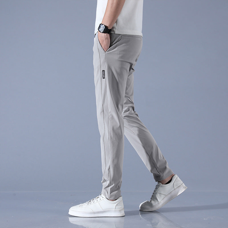 Schnell trocknende dünne Eis-Seide Herren Freizeithose elastisch atmungsaktiv gerades Bein Sporthose