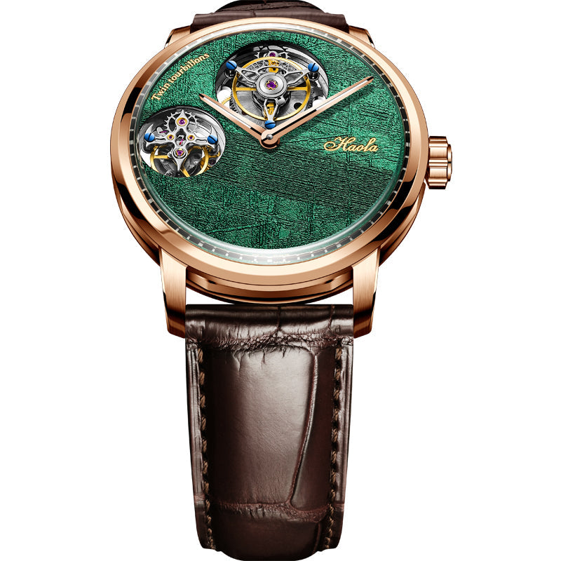Haofa Double Tourbillon Watch - Dark Grey Dial Detail