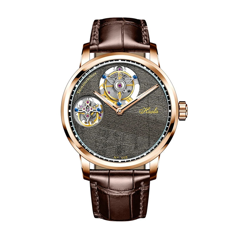 Haofa Double Tourbillon Watch - Dark Grey Dial Angle 1