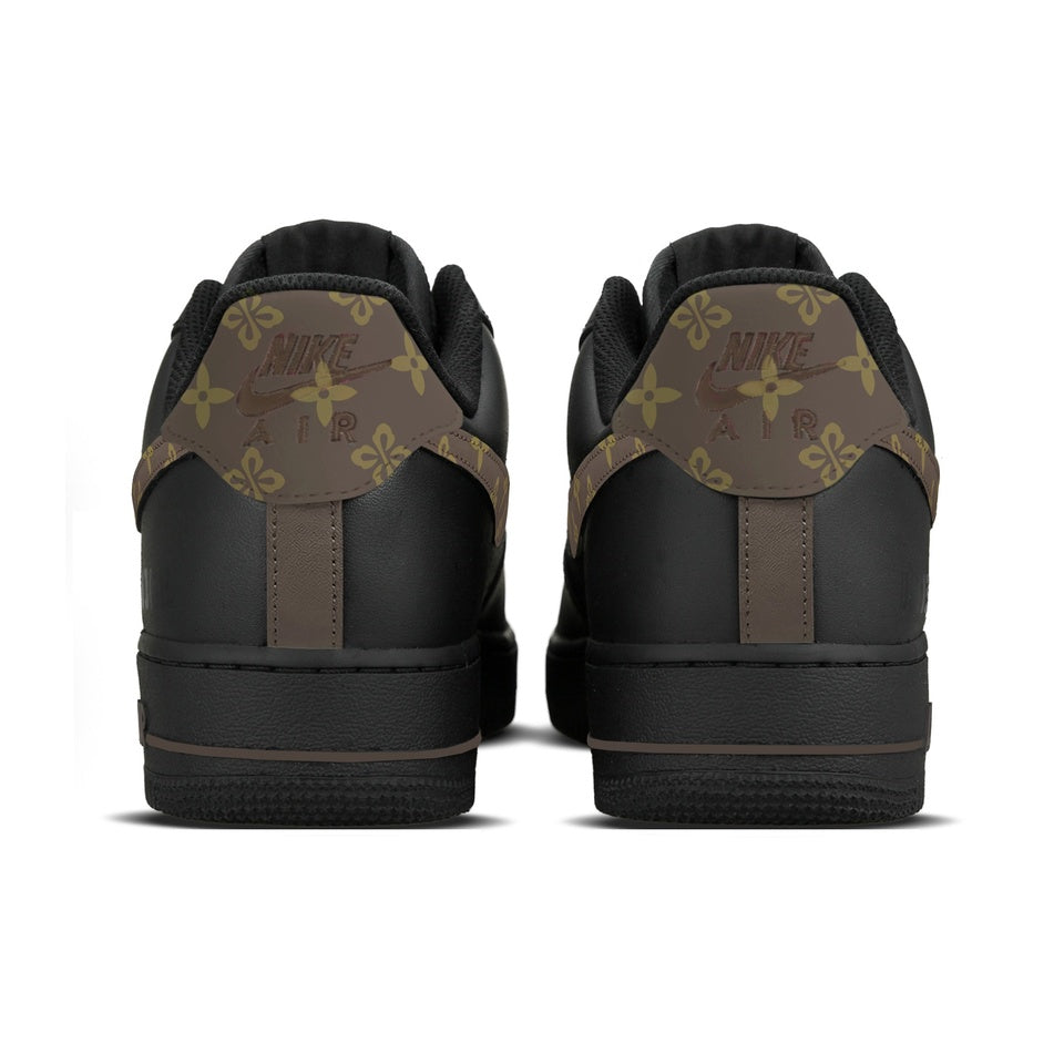 Custom black brown monogram sneakers with ACCLA8 box side