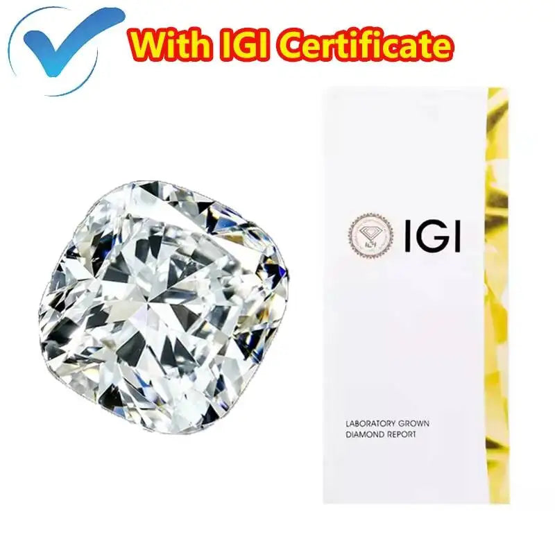 1CT D VS1 IGI Certified Lab-Grown Cushion Cut Diamond with IGI Certificate
