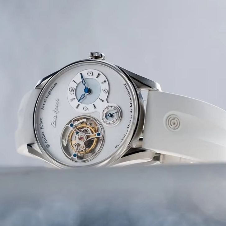 Atelier Jichen Tourbillon Watch - White Dial with White Rubber Strap