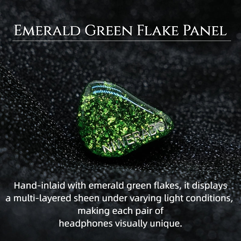 Abyss Jade emerald green flake panel – hand-inlaid multi-layered sheen resin shell