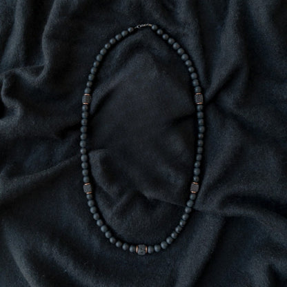 Black Lava Balance Necklace Men's Beads