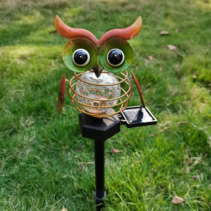 Solar Owl Lawn Lamp - LED Garden Pathway Night Light