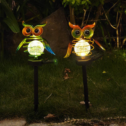 Solar Owl Lawn Lamp - LED Garden Pathway Night Light