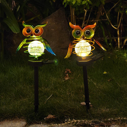 Solar Owl Lawn Lamp - LED Garden Pathway Night Light