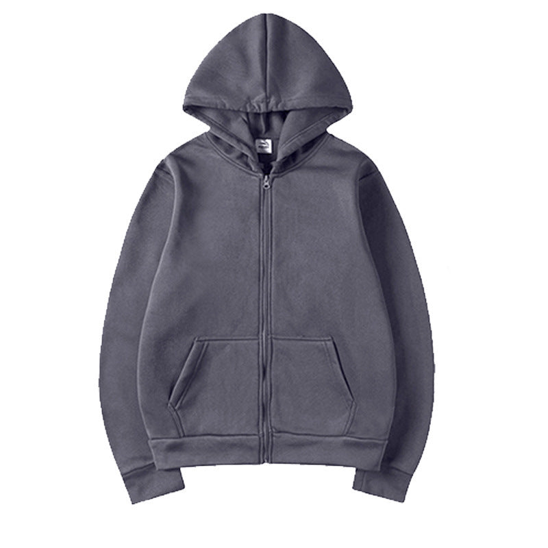 Unisex Hooded Sweatshirt Jacket - Pure Color Loose Fit Sports Wear for Spring and Autumn