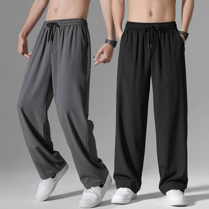 Straight tube loose breathable casual micro elastic sports pants for men