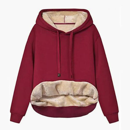 Winter Women's Warm Lamb Fleece Pocket Hooded Sweater Coat
