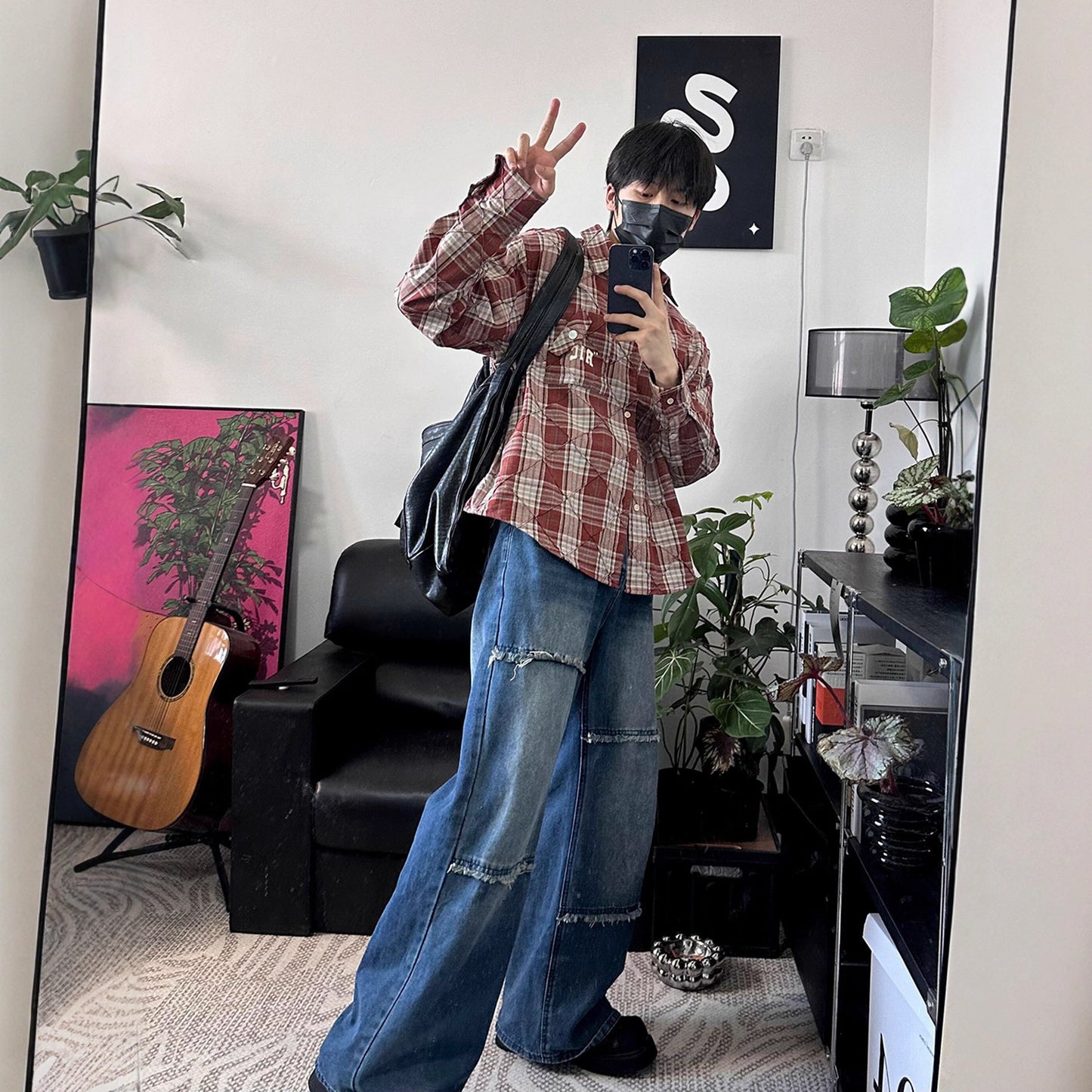 Ziyu Style Raw Hem Flared Denim Pants Men's Autumn Fashion Loose Wide Leg Straight Fit Versatile Long Pants