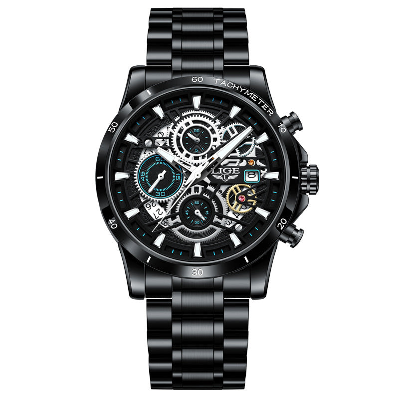 Skeleton Quartz Watch – Multifunctional Men's Timepiece