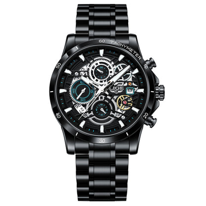 Skeleton Quartz Watch – Multifunctional Men's Timepiece