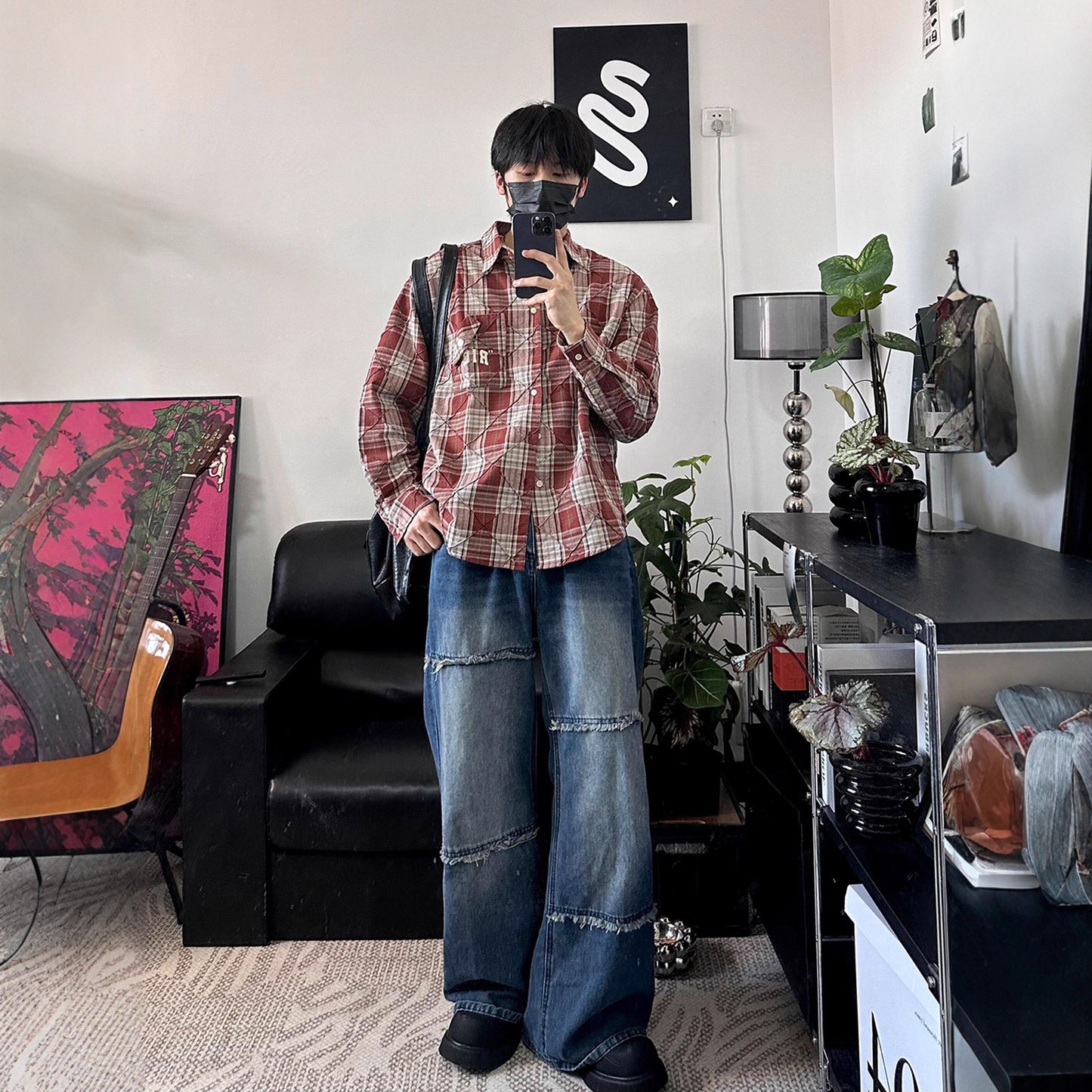 Ziyu Style Raw Hem Flared Denim Pants Men's Autumn Fashion Loose Wide Leg Straight Fit Versatile Long Pants