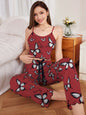 Home wear love camisole vest pajamas women's outerwear long pants set