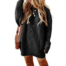 Herringbone Knit Knee-Length Dress Casual Trendy Style