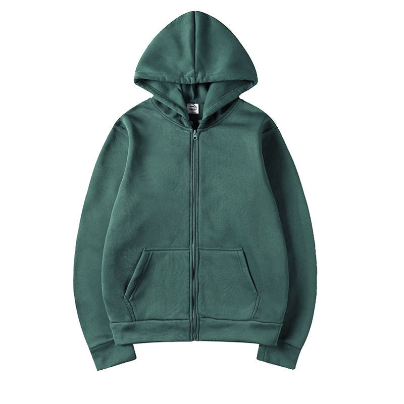 Unisex Hooded Sweatshirt Jacket - Pure Color Loose Fit Sports Wear for Spring and Autumn