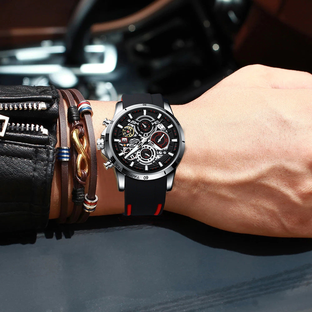 Skeleton Quartz Watch – Multifunctional Men's Timepiece