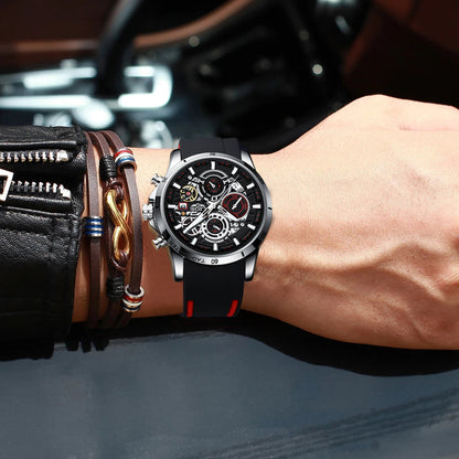 Skeleton Quartz Watch – Multifunctional Men's Timepiece