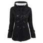 Cow horn button coat women's thick medium long hooded jacket cotton coat women
