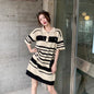 Knite Clothes For Lady Solid Korean Casual Loose Short Sleeve Long Tshirt Dress