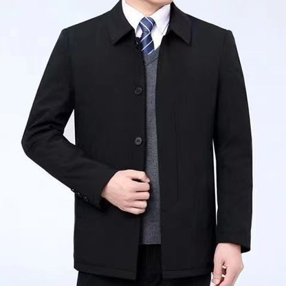 Lässige, locker sitzende warme Jacke für Herren, Stehkragen, dicker Wintermantel, Oberbekleidung für Männer mittleren Alters und Senioren