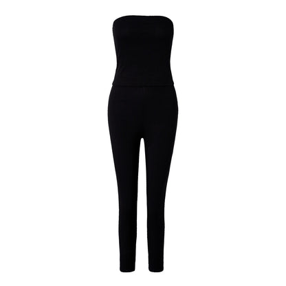 Spring and summer European and American women's casual slim fit sleeveless top and pants set