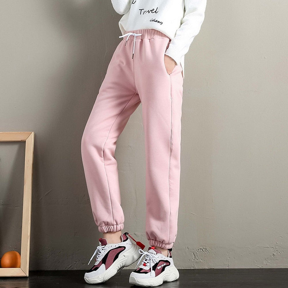 Winter Women Gym Sweatpants Workout Fleece Trousers Solid Thick Warm Winter Female Sport Pants Running Pantalones Mujer
