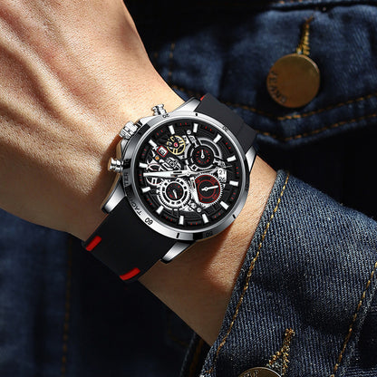 Skeleton Quartz Watch – Multifunctional Men's Timepiece