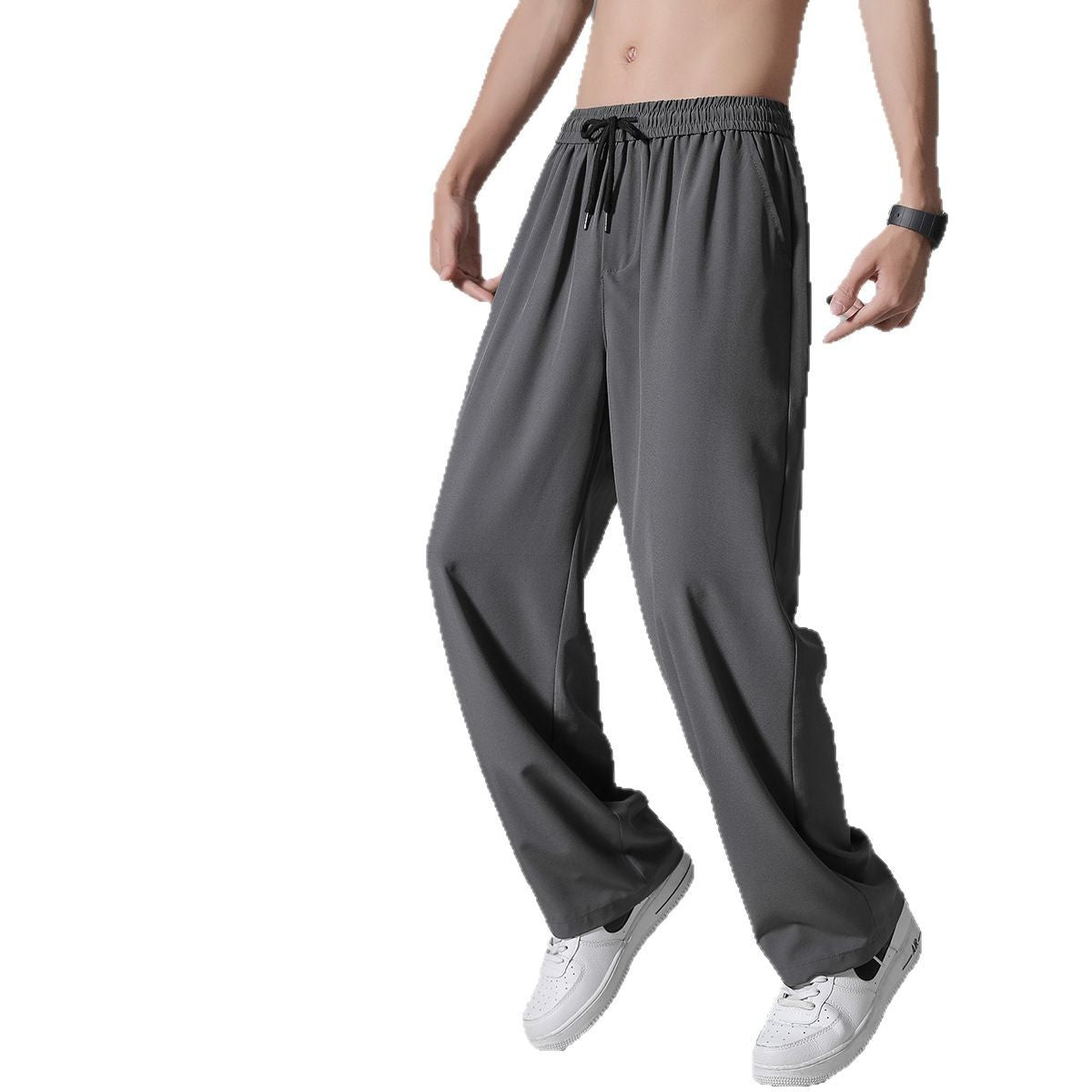 Straight tube loose breathable casual micro elastic sports pants for men