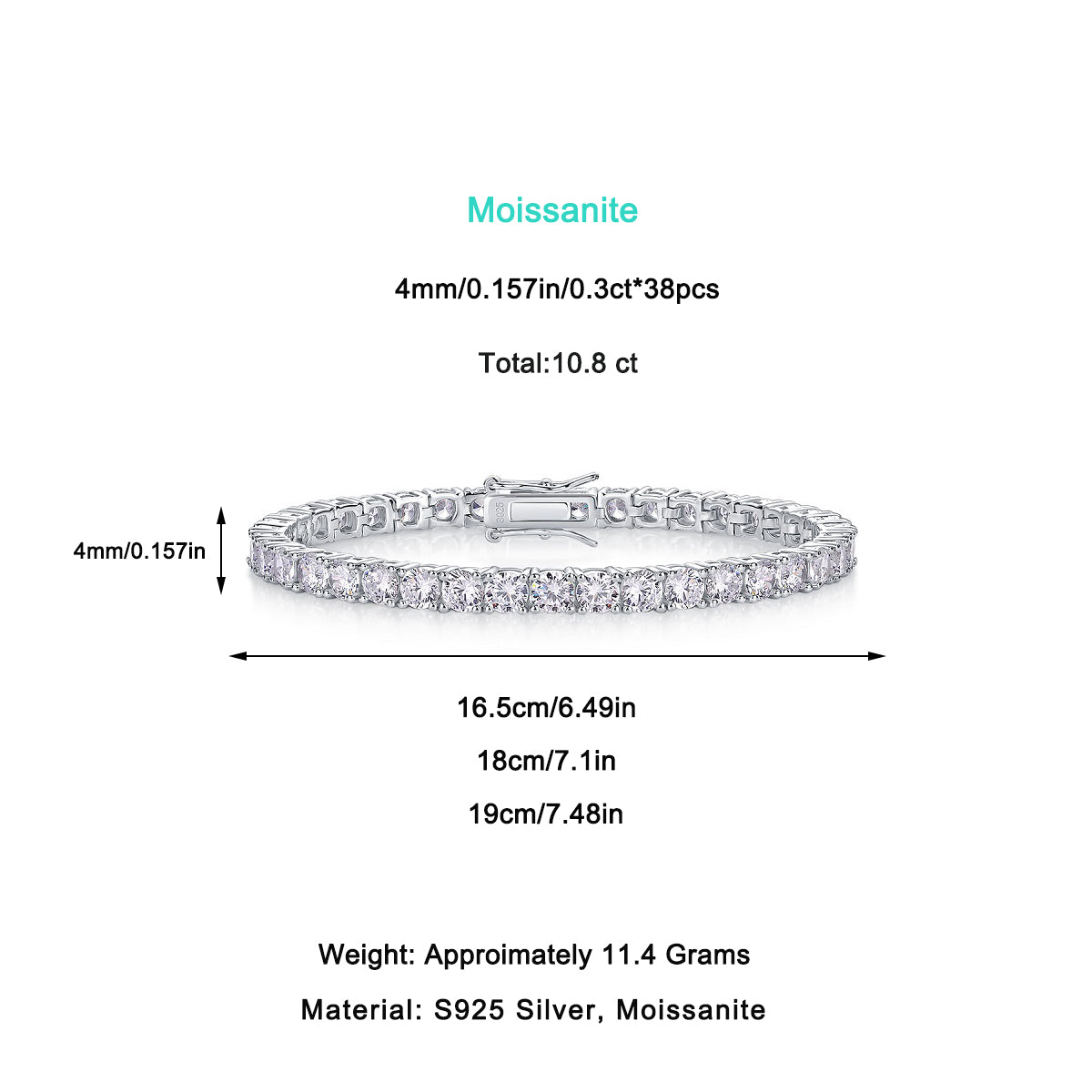 0.3Ct Moissanite Diamond Authentic S925 Plated-Platinum