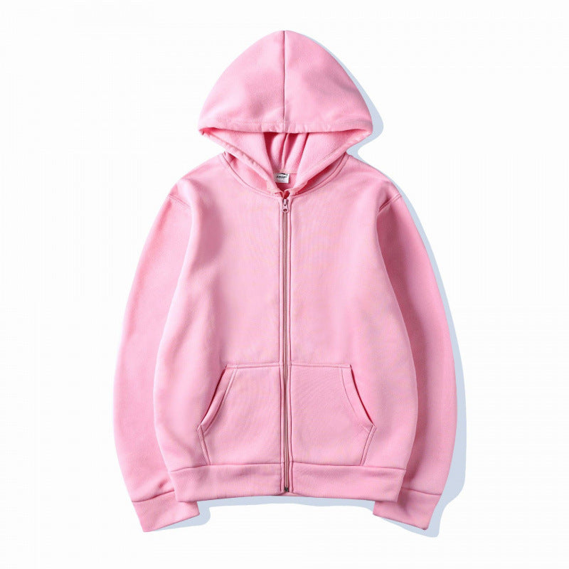 Unisex Hooded Sweatshirt Jacket - Pure Color Loose Fit Sports Wear for Spring and Autumn