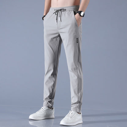 Schnell trocknende dünne Eis-Seide Herren Freizeithose elastisch atmungsaktiv gerades Bein Sporthose