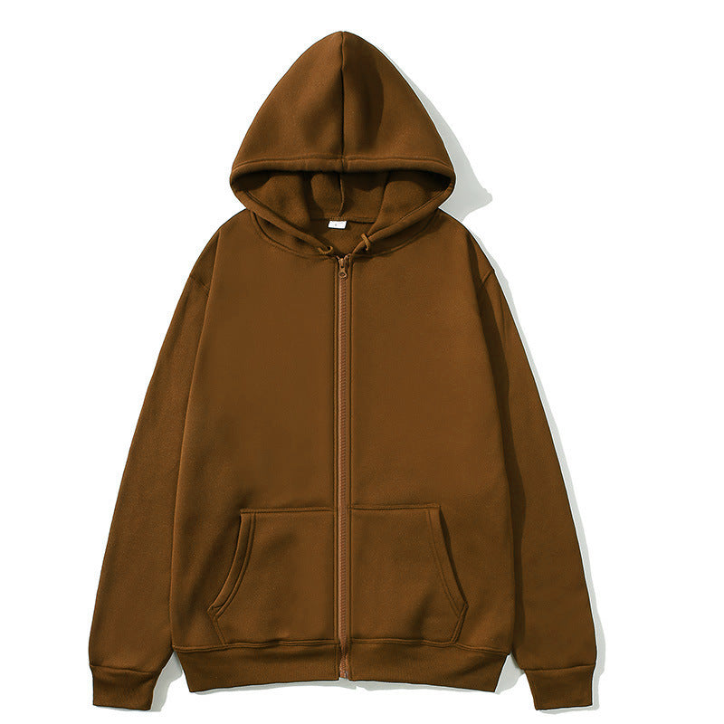 Unisex Hooded Sweatshirt Jacket - Pure Color Loose Fit Sports Wear for Spring and Autumn