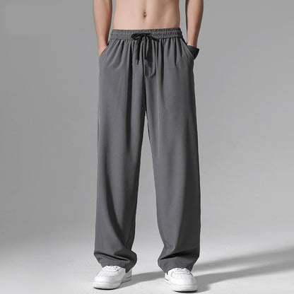 Straight tube loose breathable casual micro elastic sports pants for men