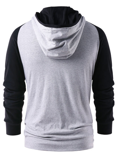 Raglan Sleeve Color Blocking Pullover Hoodie