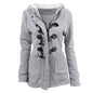 Cow horn button coat women's thick medium long hooded jacket cotton coat women