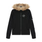 Detachable fur collar zipper hoodie short