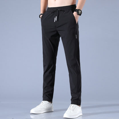 Schnell trocknende dünne Eis-Seide Herren Freizeithose elastisch atmungsaktiv gerades Bein Sporthose