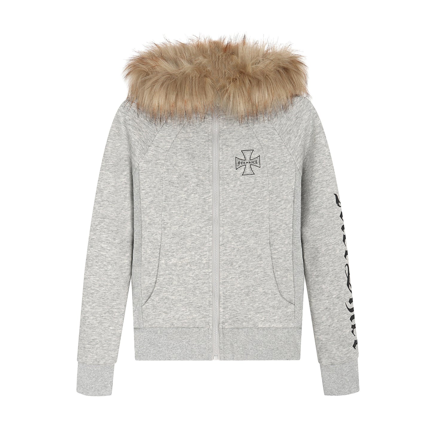Detachable fur collar zipper hoodie short