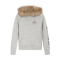 Detachable fur collar zipper hoodie short