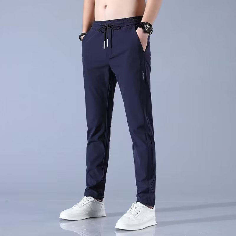 Schnell trocknende dünne Eis-Seide Herren Freizeithose elastisch atmungsaktiv gerades Bein Sporthose