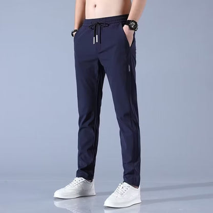 Schnell trocknende dünne Eis-Seide Herren Freizeithose elastisch atmungsaktiv gerades Bein Sporthose