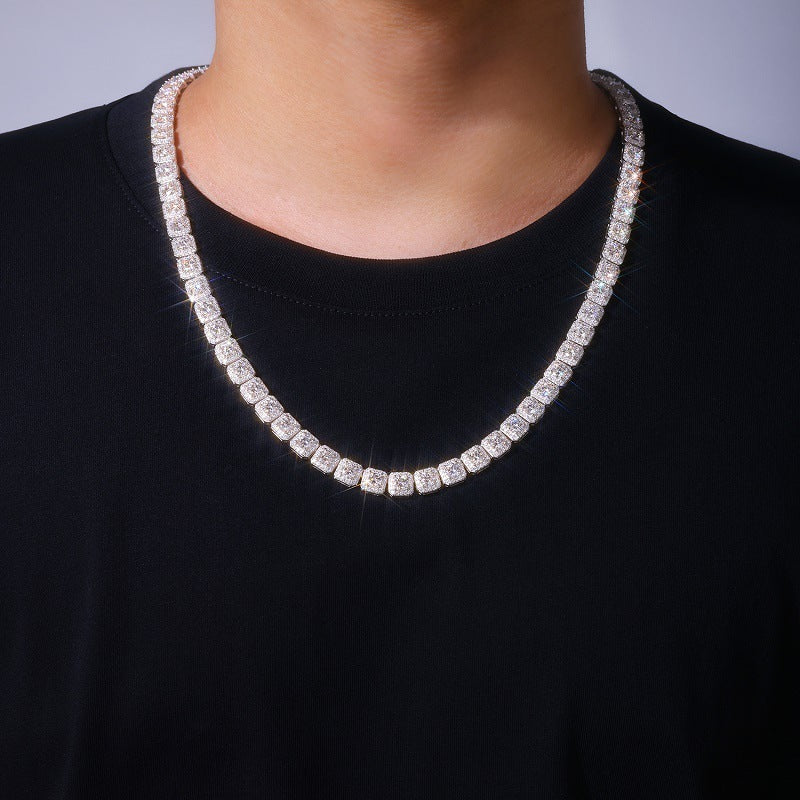Viereckige Rock Candy Kette Personalisiertes Design Moissanit Cuban Chain Halskette