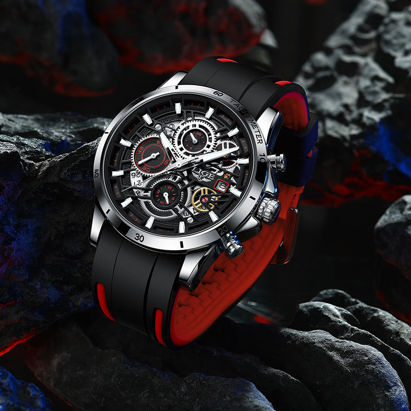 Skeleton Quartz Watch – Multifunctional Men's Timepiece